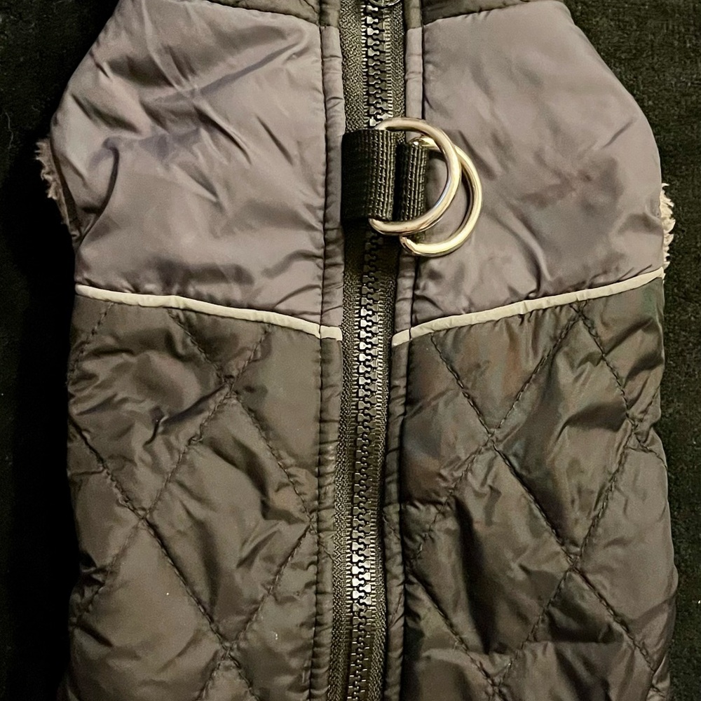 Black Quilted Dog Jacket with Zipper